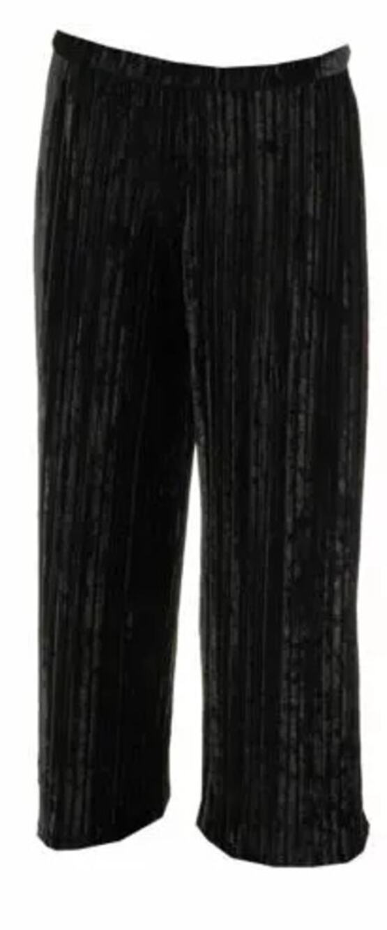 H by Halston Trousers Pants Pleated Elastic Waist Wide Velvet Black Medium 36x34